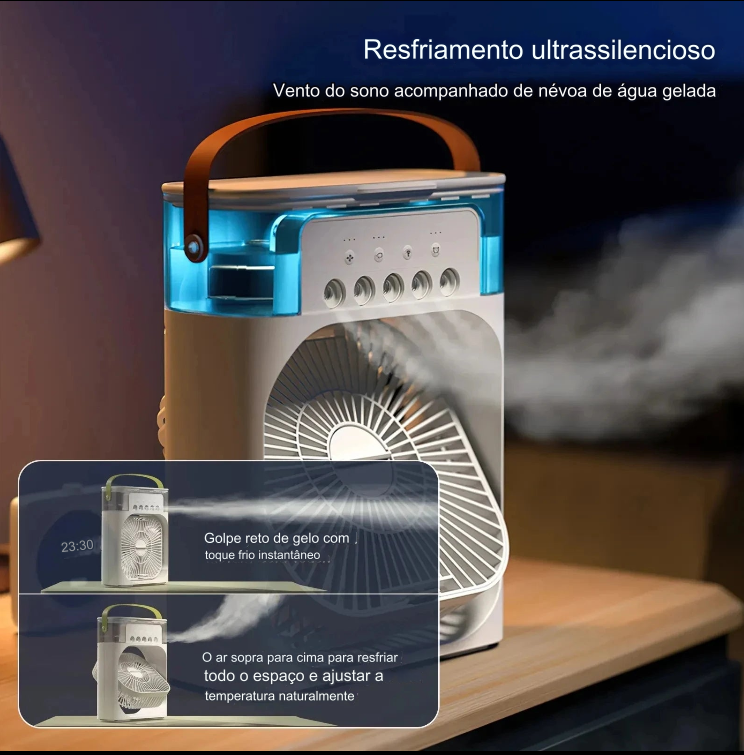 Mini Ventilador de Ar Inteligente com Umidificador Portátil-ClimaLED